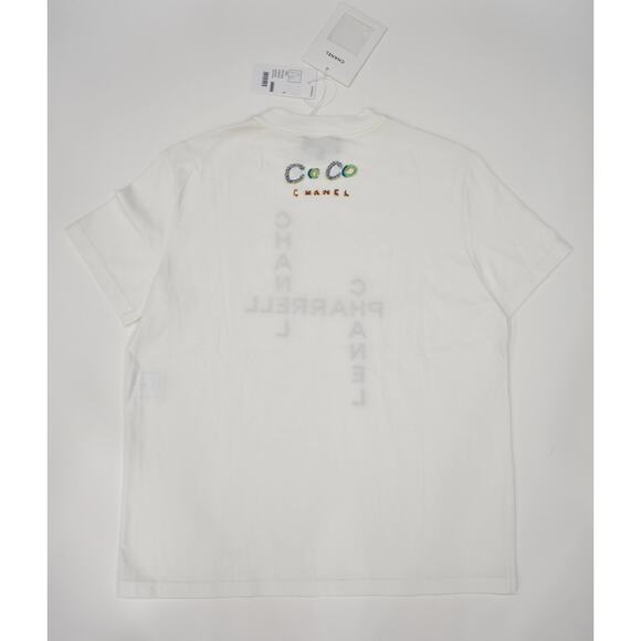 Chanel X Pharrell Capsule Collection White Short Sleeve Crystal Tee Shirt RARE S - Picture 5 of 5